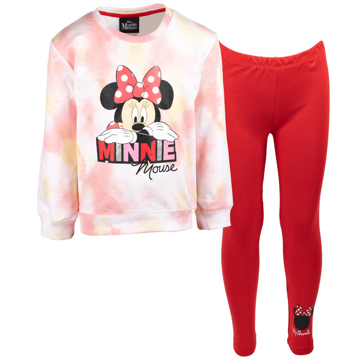 Minnie Mouse Fur French Terry Sweatshirt Leggings Outfit Set