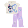 Disney Minnie Mouse Girls Cold Shoulder T-Shirt and Flare Leggings Outfit Set Toddler to Big Kid