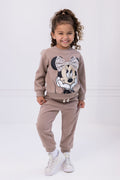 Disney Minnie Mouse Girls Fleece Drop Shoulder Pullover Sweatshirt and Jogger Pants Outfit Set Toddler to Big Kid