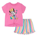 Disney Minnie Mouse Girls T-Shirt and Gauze Shorts Outfit Set Toddler to Big Kid