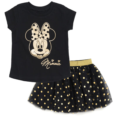 Disney Minnie Mouse Metallic Print T - Shirt and Tulle Mesh and Skirt - imagikids