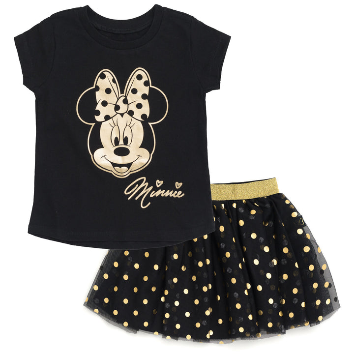 Disney Minnie Mouse Metallic Print T-Shirt and Tulle Mesh and Skirt