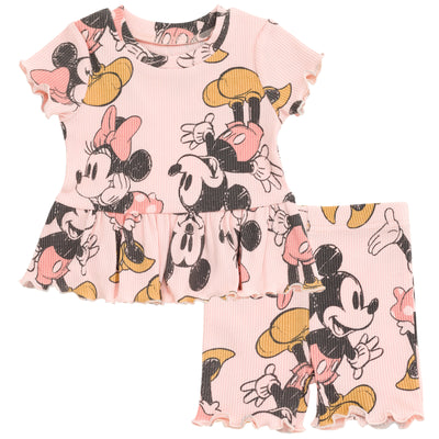 Disney Minnie Mouse Peplum T-Shirt and Bike Shorts Outfit Set