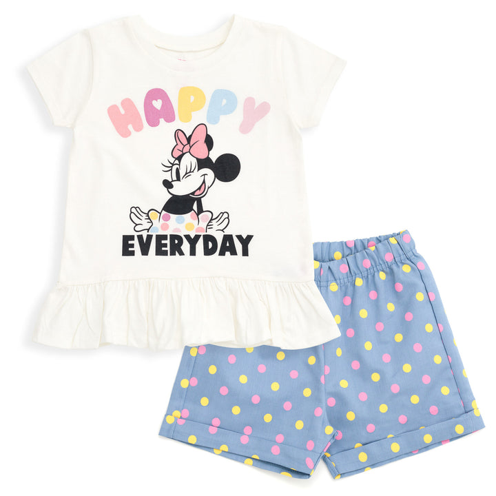 Disney Minnie Mouse Peplum T-Shirt and Chambray Shorts Outfit Set