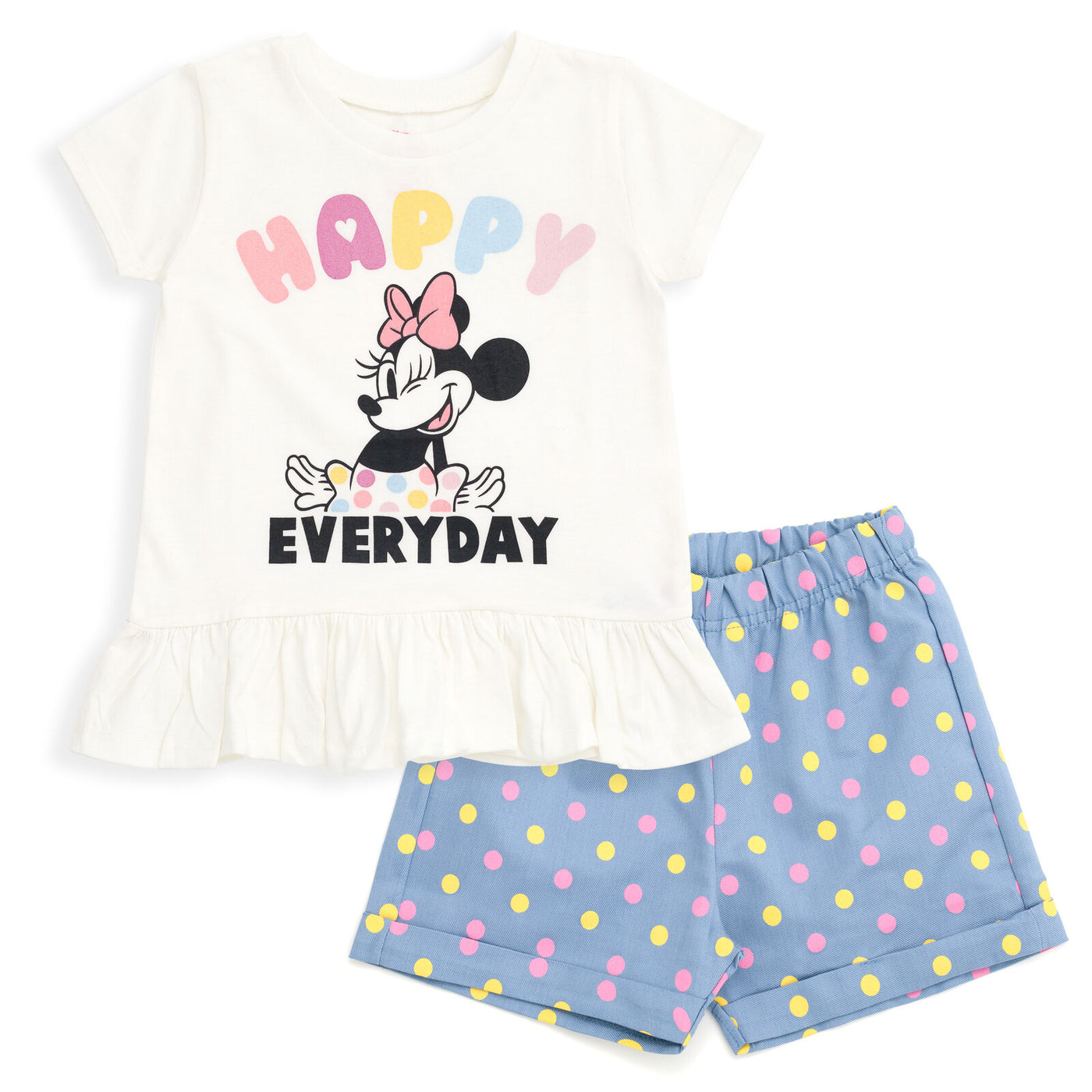 Disney Minnie Mouse Peplum T-Shirt and Chambray Shorts Outfit Set