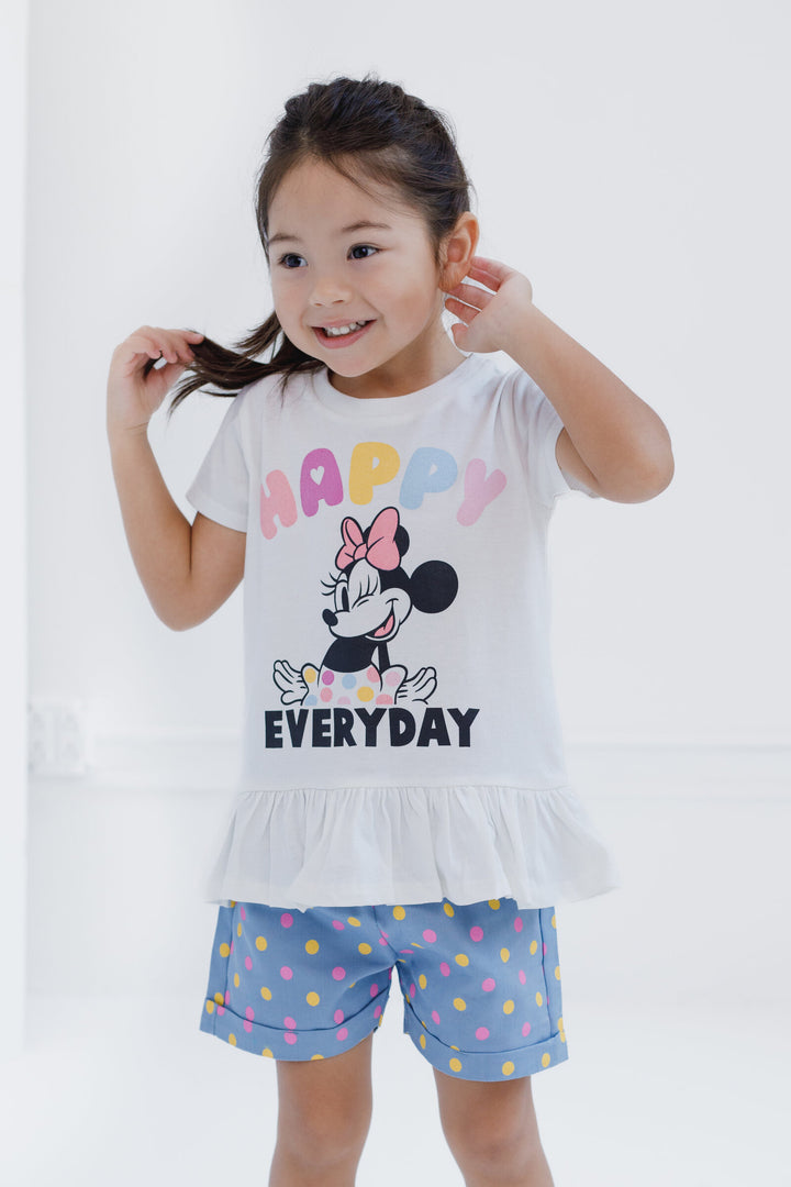 Disney Minnie Mouse Peplum T-Shirt and Chambray Shorts Outfit Set