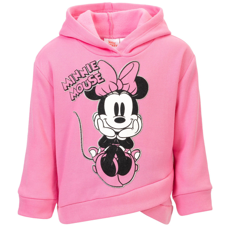 Disney Minnie Mouse Pullover Crossover Fleece Hoodie and Leggings Outfit Set