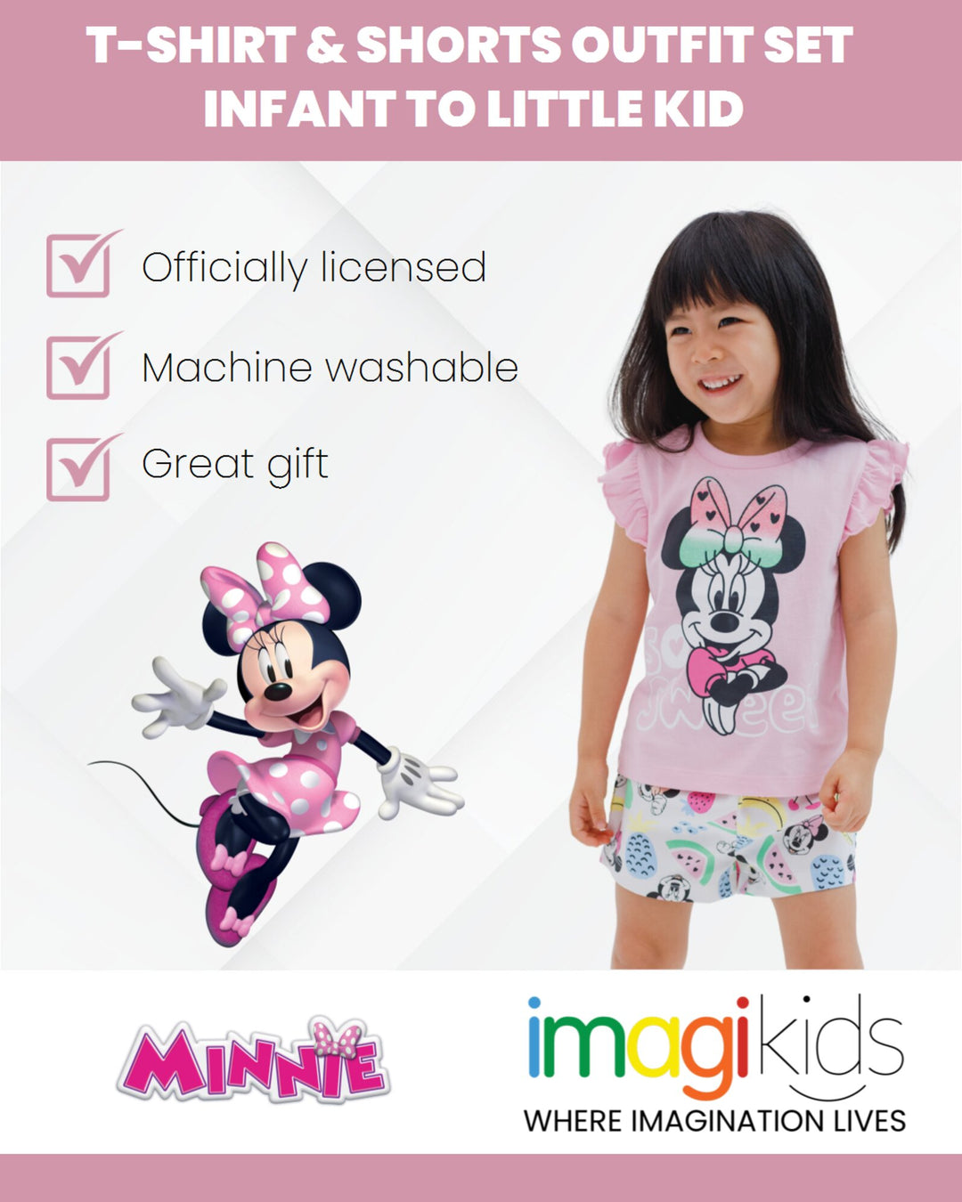 Disney Minnie Mouse T-Shirt and Bike Shorts Twill Outfit Set