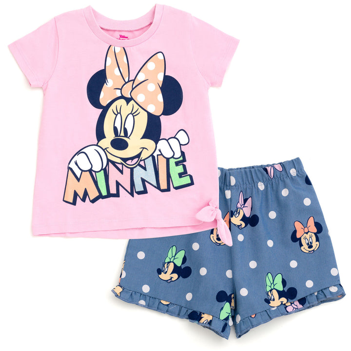 Disney Minnie Mouse T-Shirt and Chambray Shorts Outfit Set