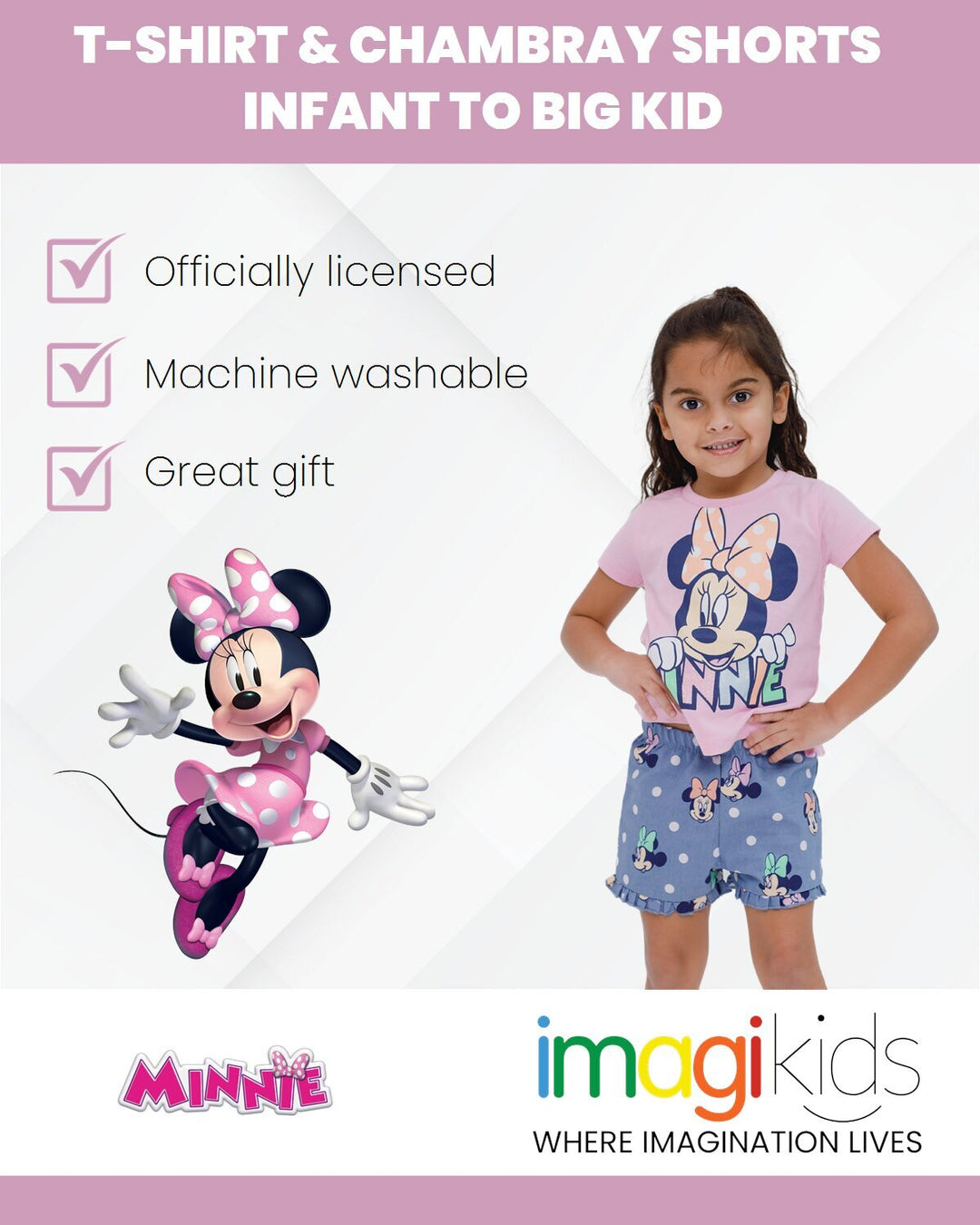 Disney Minnie Mouse T-Shirt and Chambray Shorts Outfit Set