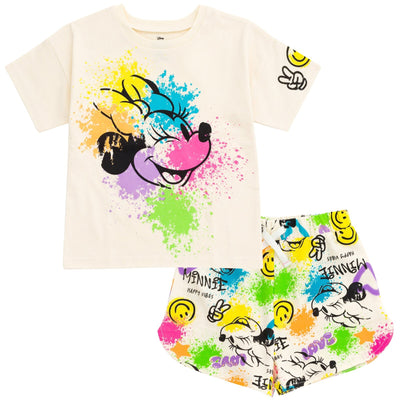 Disney Minnie Mouse T - Shirt and Dolphin French Terry Shorts Outfit Set - imagikids