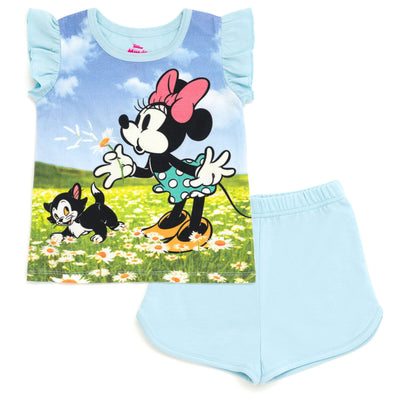 Disney Minnie Mouse T - Shirt and French Terry Shorts Outfit Set - imagikids