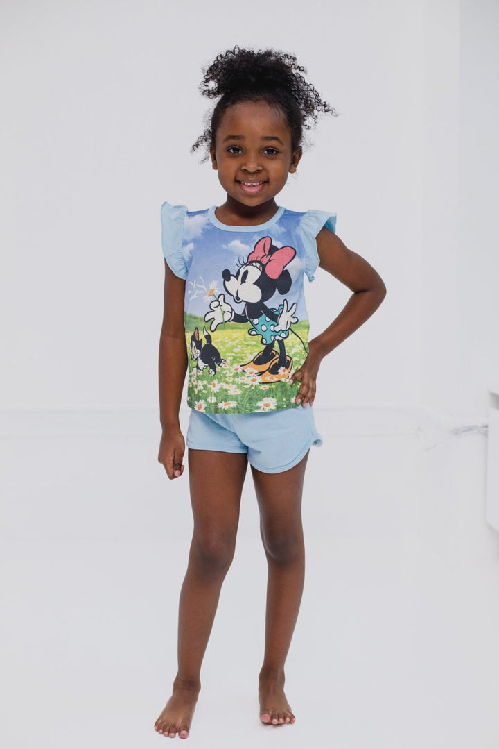 Disney Minnie Mouse T - Shirt and French Terry Shorts Outfit Set - imagikids