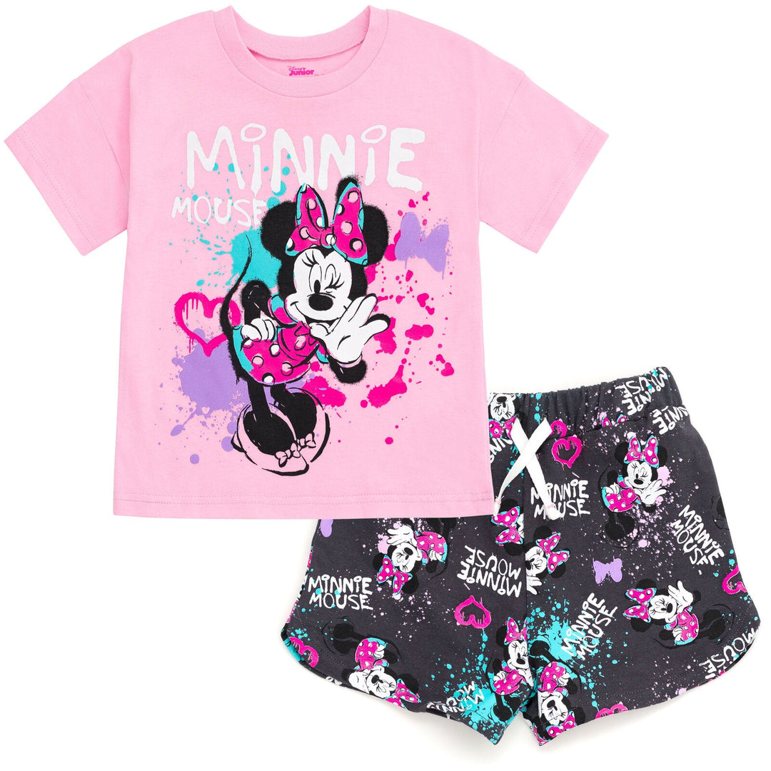 Disney Minnie Mouse T-Shirt and French Terry Shorts Outfit Set - imagikids