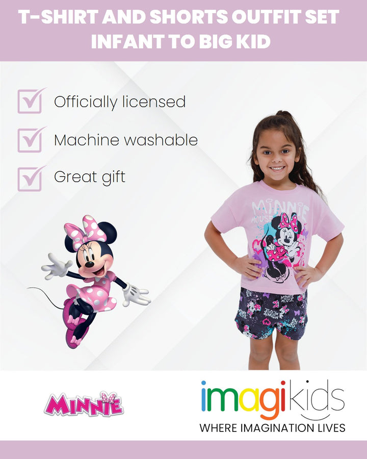 Disney Minnie Mouse T-Shirt and French Terry Shorts Outfit Set - imagikids