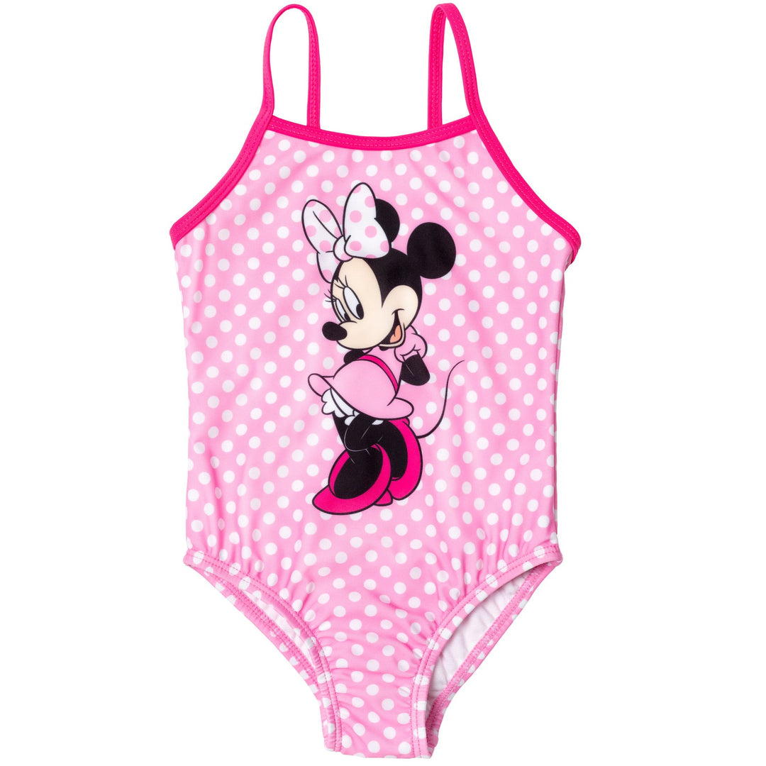 Disney Minnie Mouse UPF 50+ One Piece Bathing Suit Bikini Top Rash Guard Swim Skirt Modest Swimsuit Bottom 5 Set - imagikids