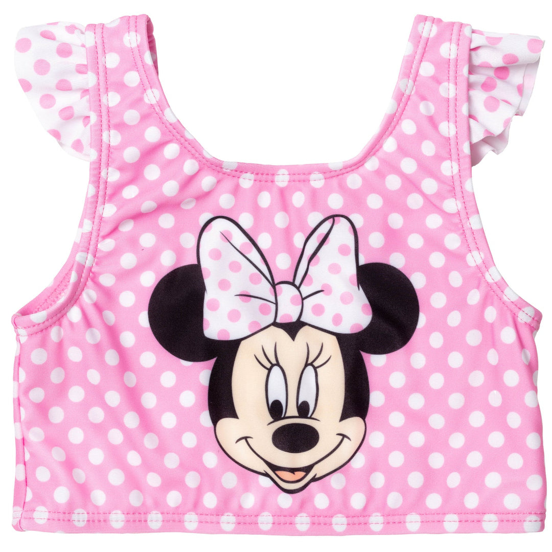 Disney Minnie Mouse UPF 50+ One Piece Bathing Suit Bikini Top Rash Guard Swim Skirt Modest Swimsuit Bottom 5 Set - imagikids