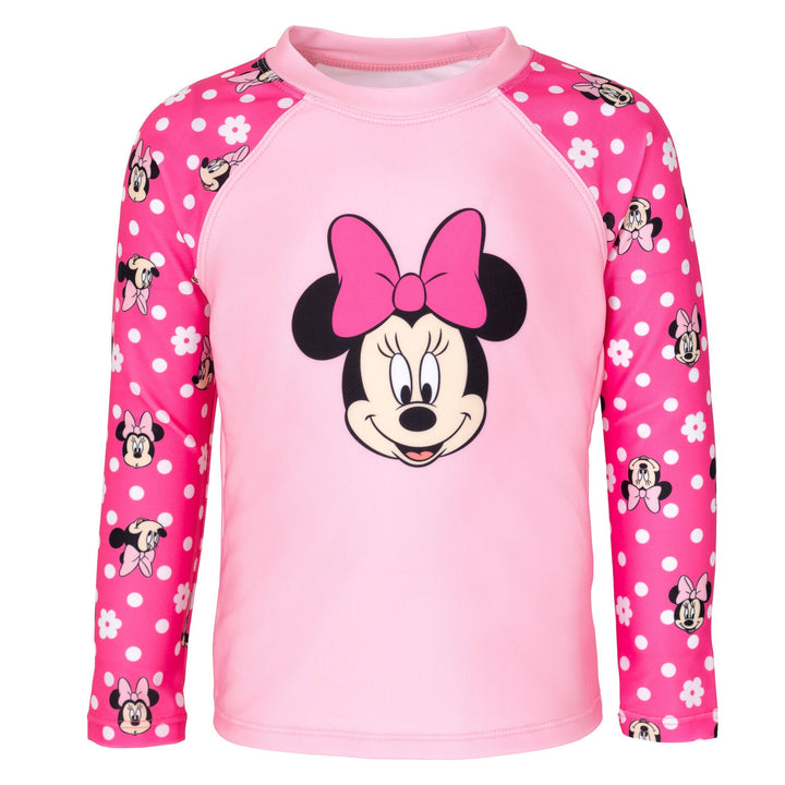 Disney Minnie Mouse UPF 50+ Rash Guard Swim Shorts Swimsuit Set - imagikids