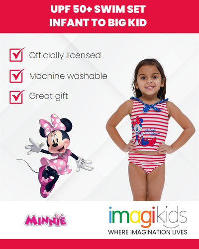 Disney Minnie Mouse UPF 50+ Tankini Top Bikini Bottom Swim Set - imagikids