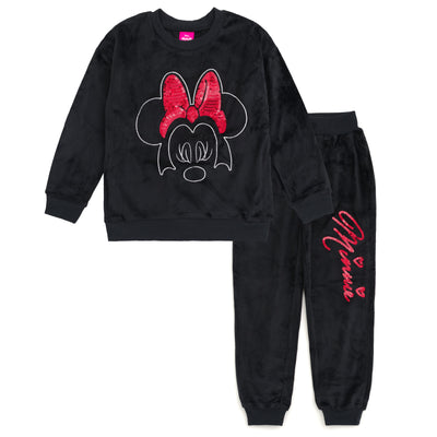 Disney Minnie Mouse Velour Drop Shoulder Sweatshirt and Jogger Pants Outfit Set