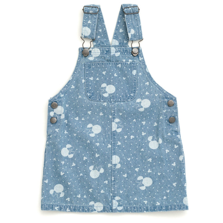 Disney Minnie Mouse Vintage Wash Denim Overall Dress and T - Shirt Outfit Set - imagikids