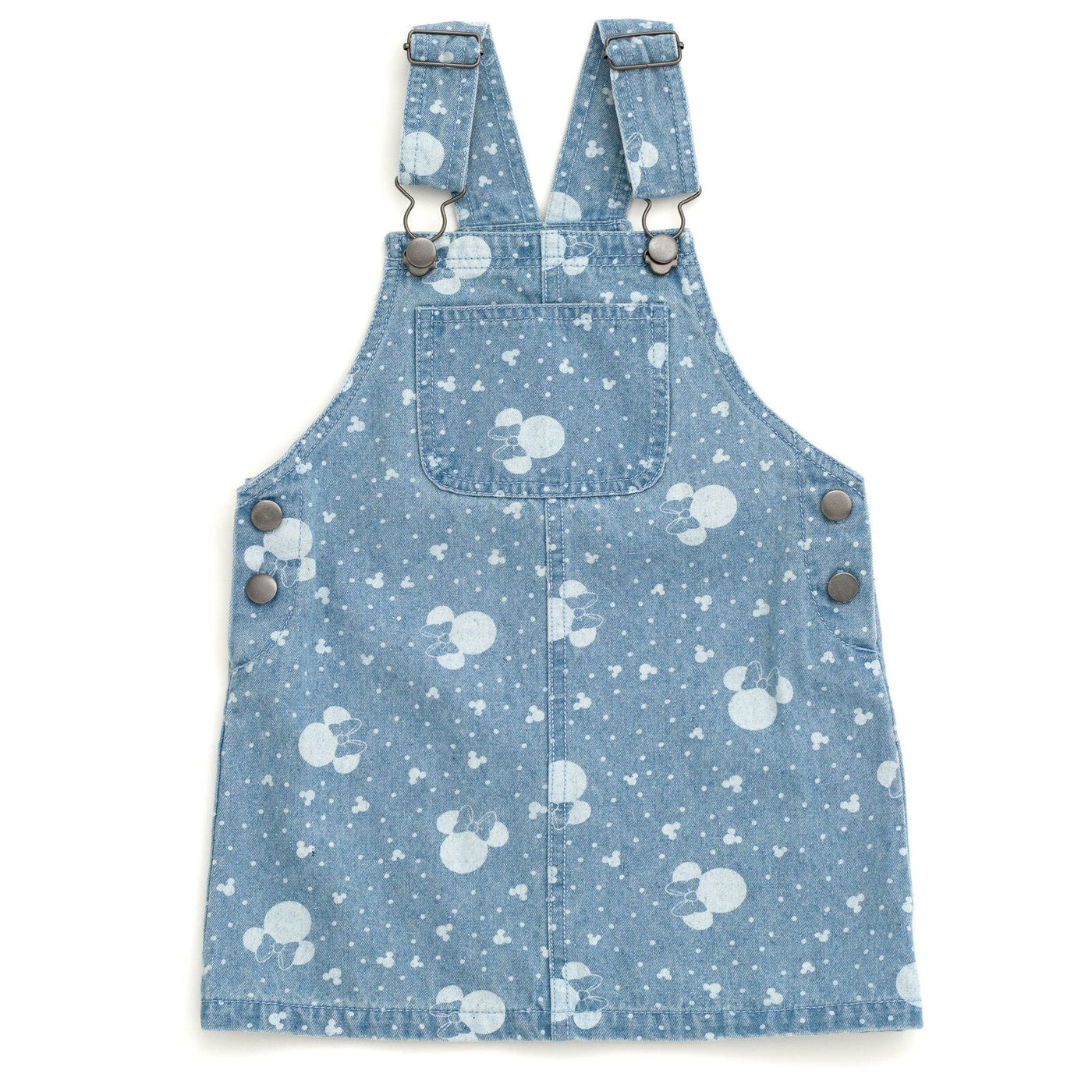 Disney Minnie Mouse Vintage Wash Denim Overall Dress and T - Shirt Outfit Set - imagikids