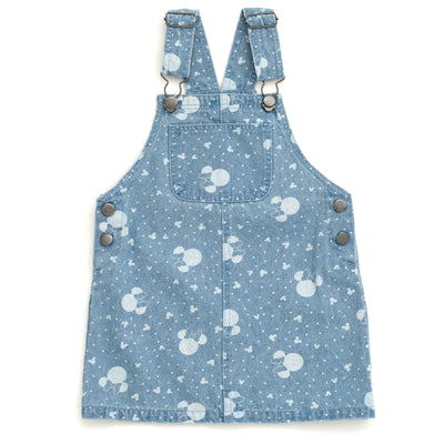 Disney Minnie Mouse Vintage Wash Denim Overall Dress and T - Shirt Outfit Set - imagikids