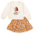 Disney Moana Floral Girls Fleece Pullover Sweatshirt and Ruffle Skirt Outfit Set Toddler to Big Kid