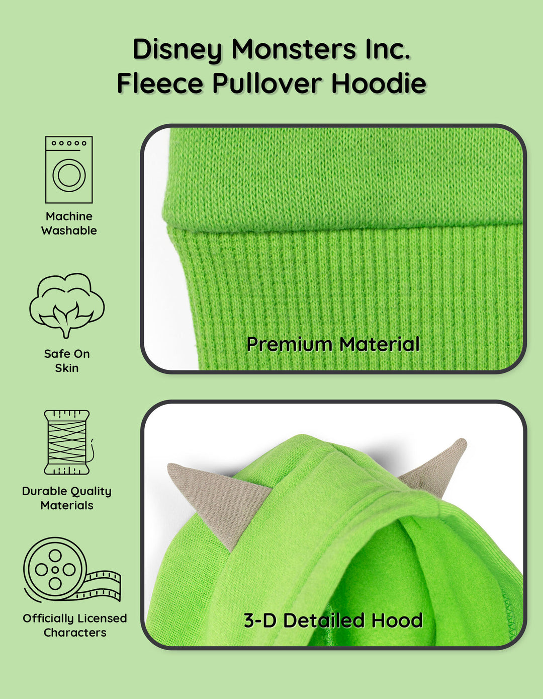 monsters inc material Monsters Inc. Pixar Mike Wazowski Fleece Pullover Hoodie – imagikids