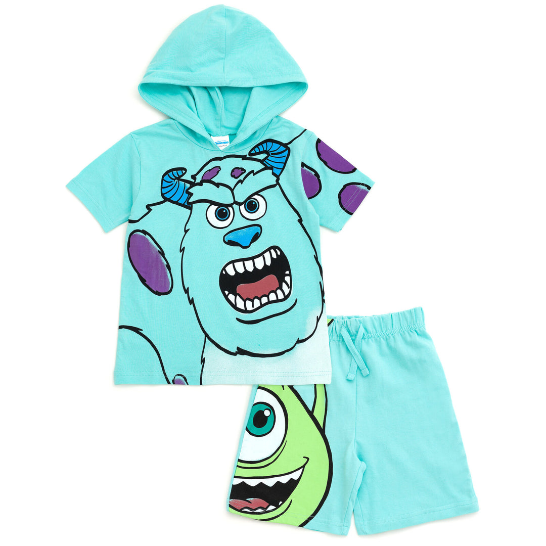 monsters inc pjs Monsters Inc. Boys Hooded T-Shirt and French Terry Shorts Outfit Set