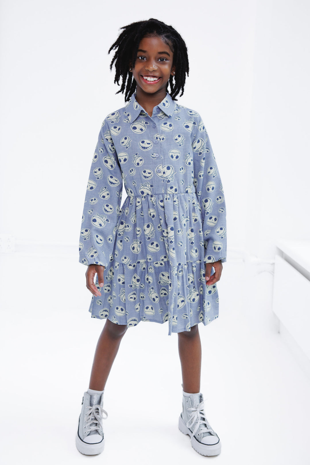 Disney Nightmare Before Christmas Jack Skellington Chambray Dress Toddler to Big Kid, Girl's, Size: 6, Blue Disney Nightmare Before Christmas Jack Skellington Chambray Dress Toddler to Big Kid, Girl's, Size: 6, Blue
