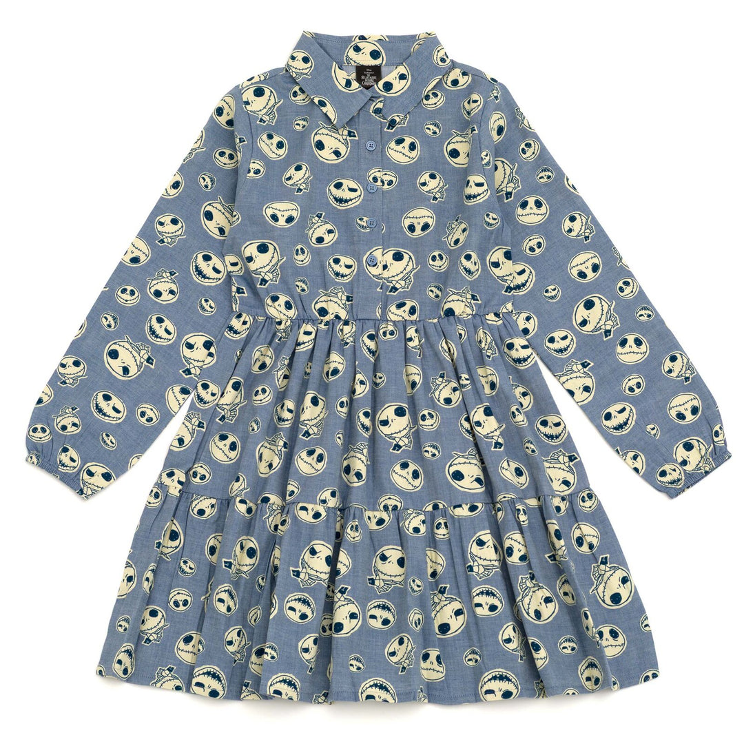 Disney Nightmare Before Christmas Jack Skellington Toddler Girls Chambray Dress Light Blue 2T Disney Nightmare Before Christmas Jack Skellington Toddler Girls Chambray Dress Light Blue 2T