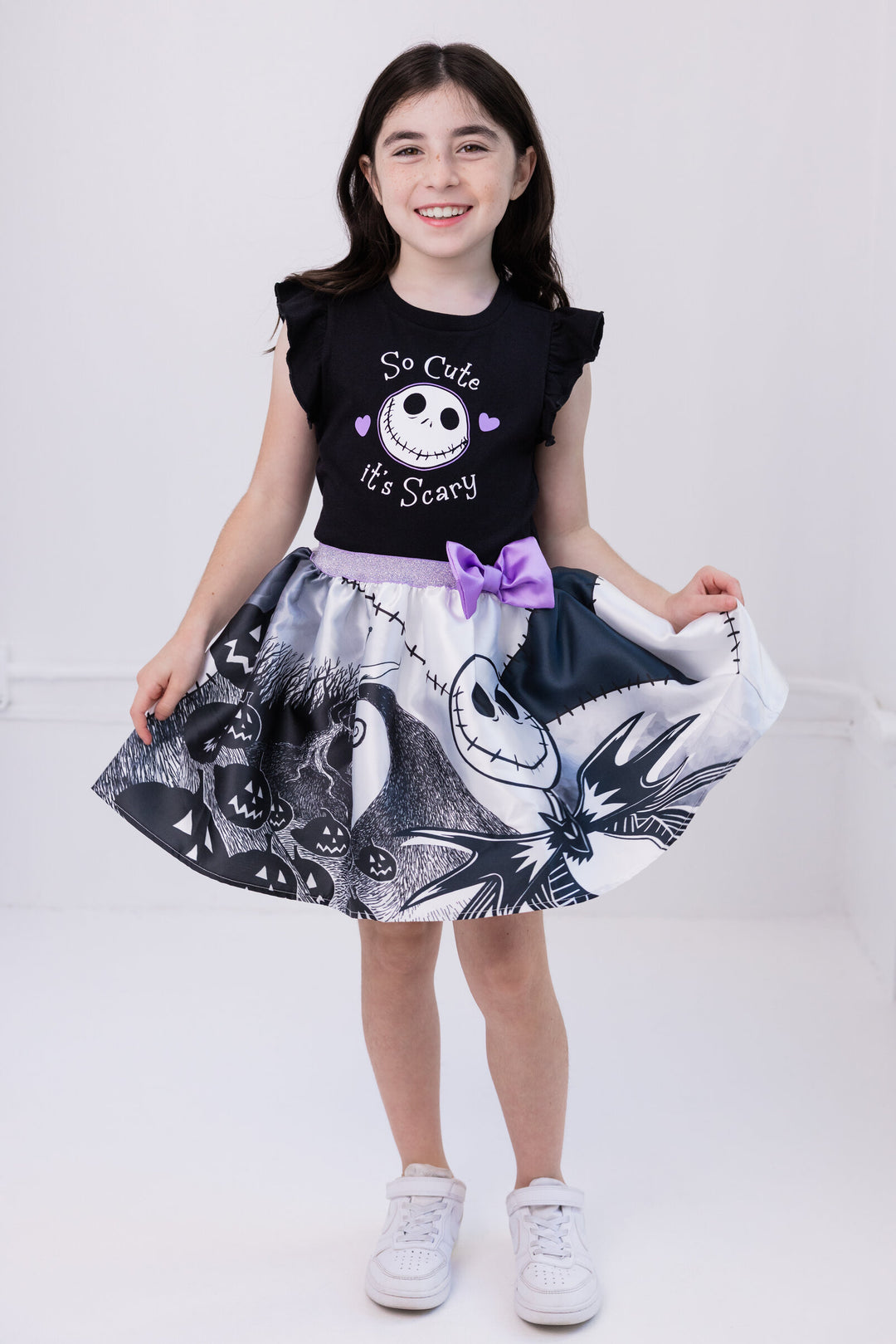 Nightmare Before Christmas Kids & Baby Jack Skellington Girls(5-14)' 2-Piece Sleeveless Top and Skirt Set