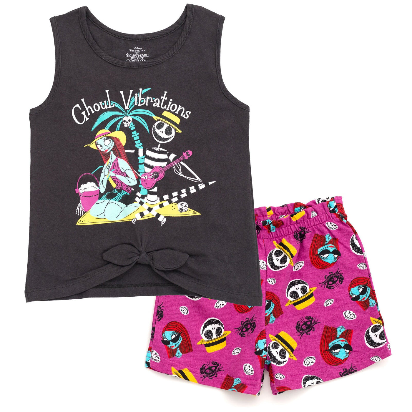 Disney Nightmare Before Christmas Tank Top and French Terry Shorts Outfit Set - imagikids