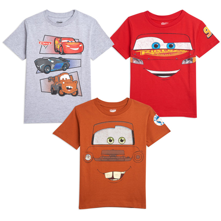 Disney Pixar Cars Lightning McQueen Pack de 3 camisetas gráficas