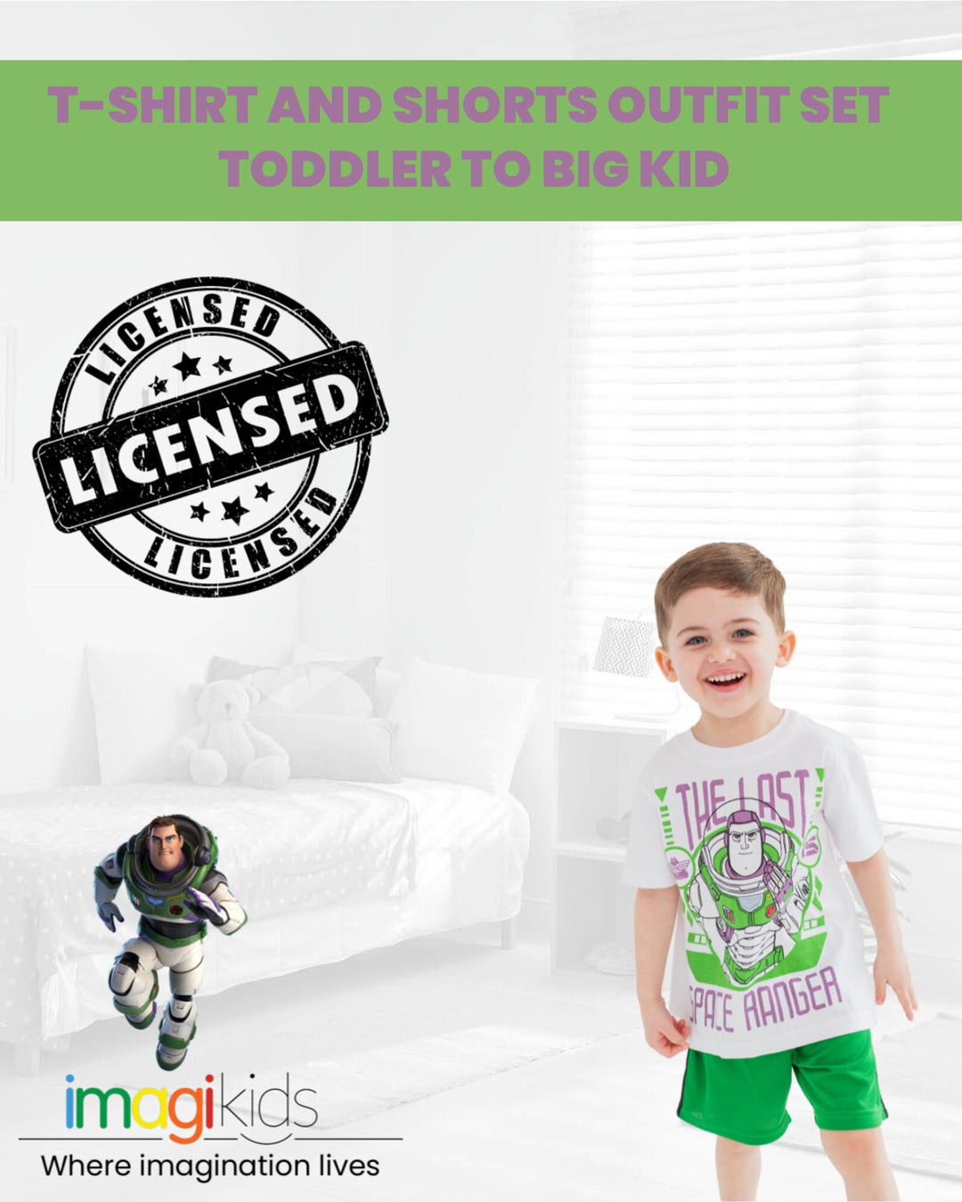 Disney Pixar Lightyear Buzz Lightyear T-Shirt and Mesh Shorts Outfit Set