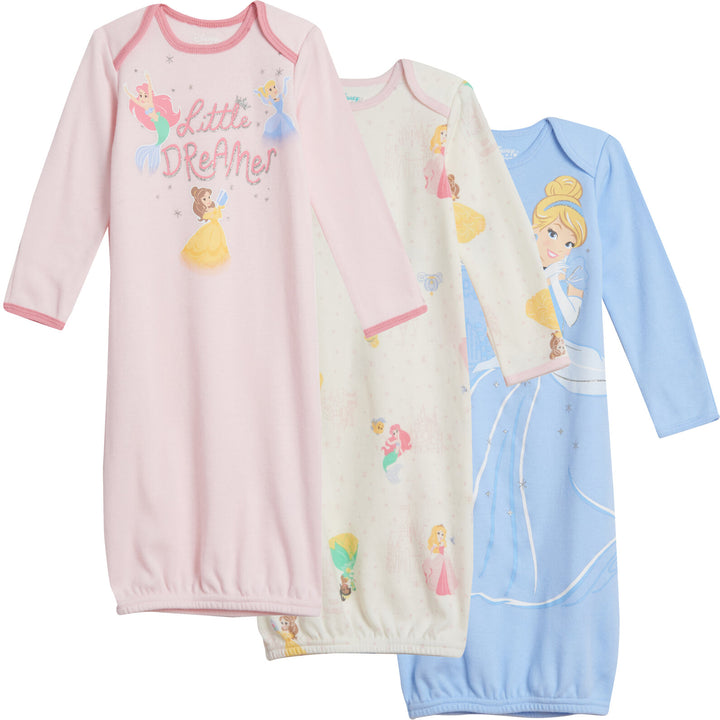 Disney Princess 3 Pack Long Sleeve Swaddle Sleeper Gowns