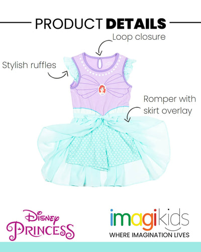 Disney Princess Ariel Romper With Skirt Overlay - imagikids