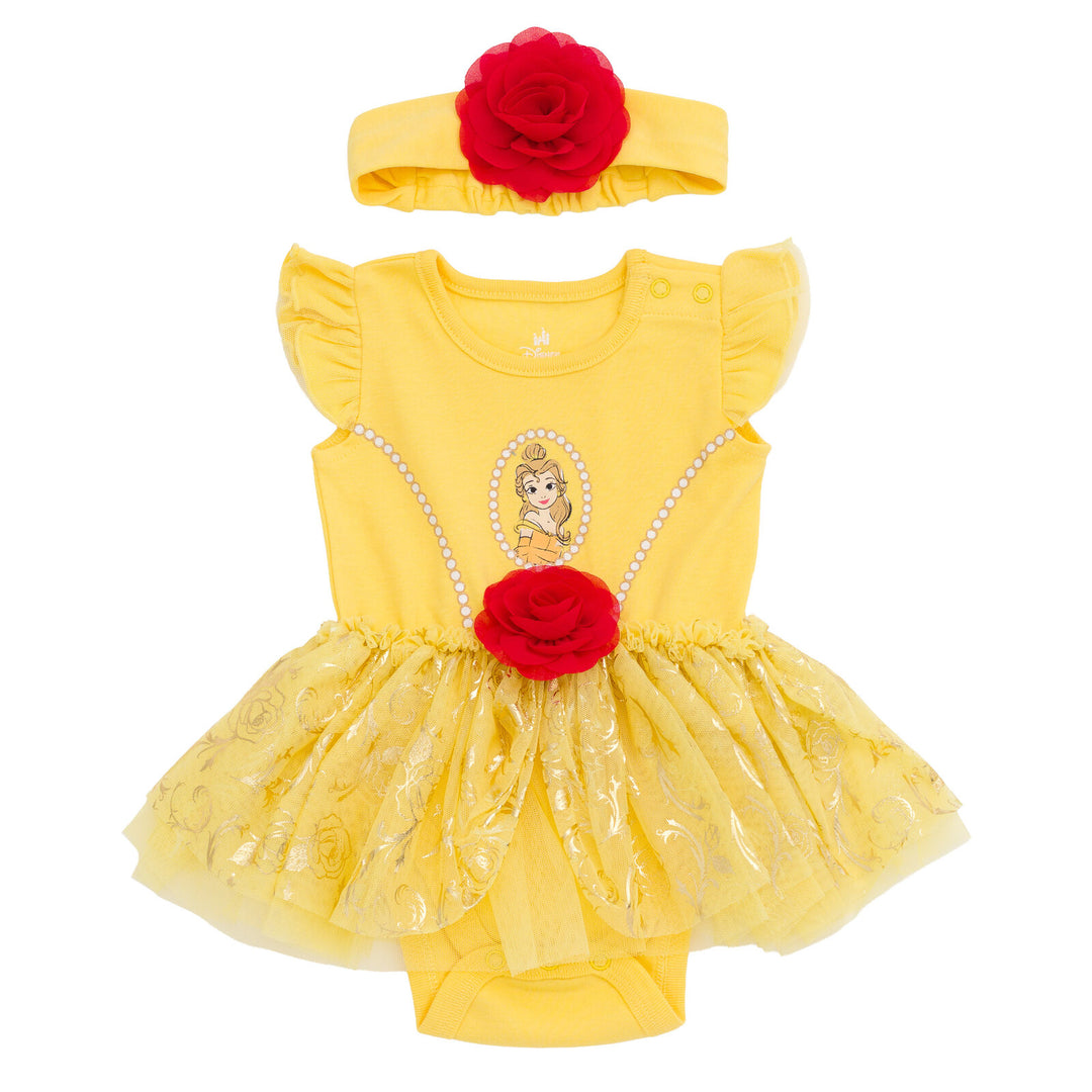 Disney Princess Baby Girls Cosplay Bodysuit Dress and Headband