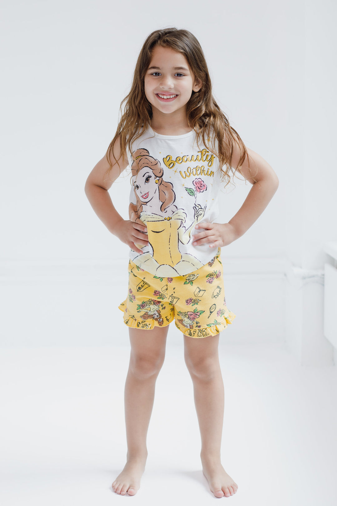 Disney Princess Belle Tank Top and French Terry Shorts Outfit Set