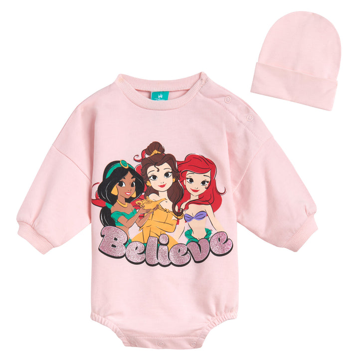 Disney Princess French Terry Bubble Romper Oversized Bodysuit and Hat