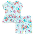 Disney Princess Little Mermaid Ribbed Peplum T-Shirt and Shorts Outfit Set