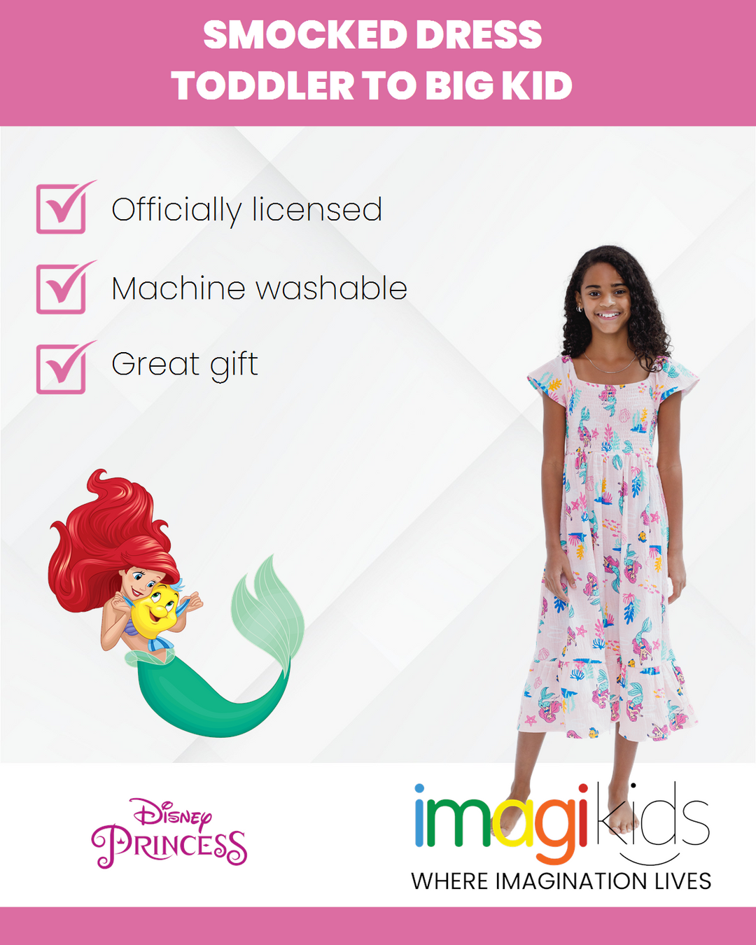 Disney Princess Little Mermaid Smocked Dress FREE Shipping on