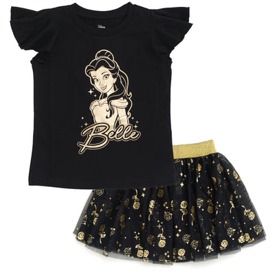Disney Princess Princess Ariel Metallic Print T - Shirt and Tulle Mesh Skirt - imagikids