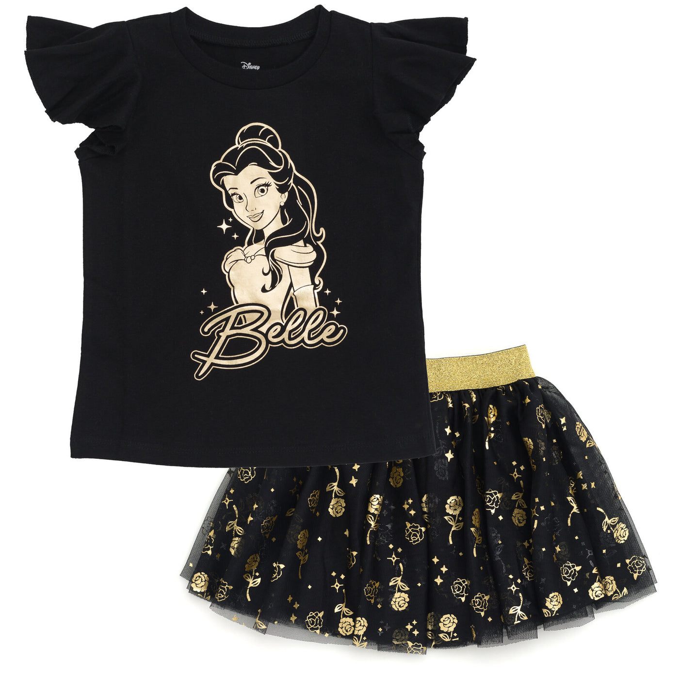 Disney Princess Princess Ariel Metallic Print T-Shirt and Tulle Mesh Skirt