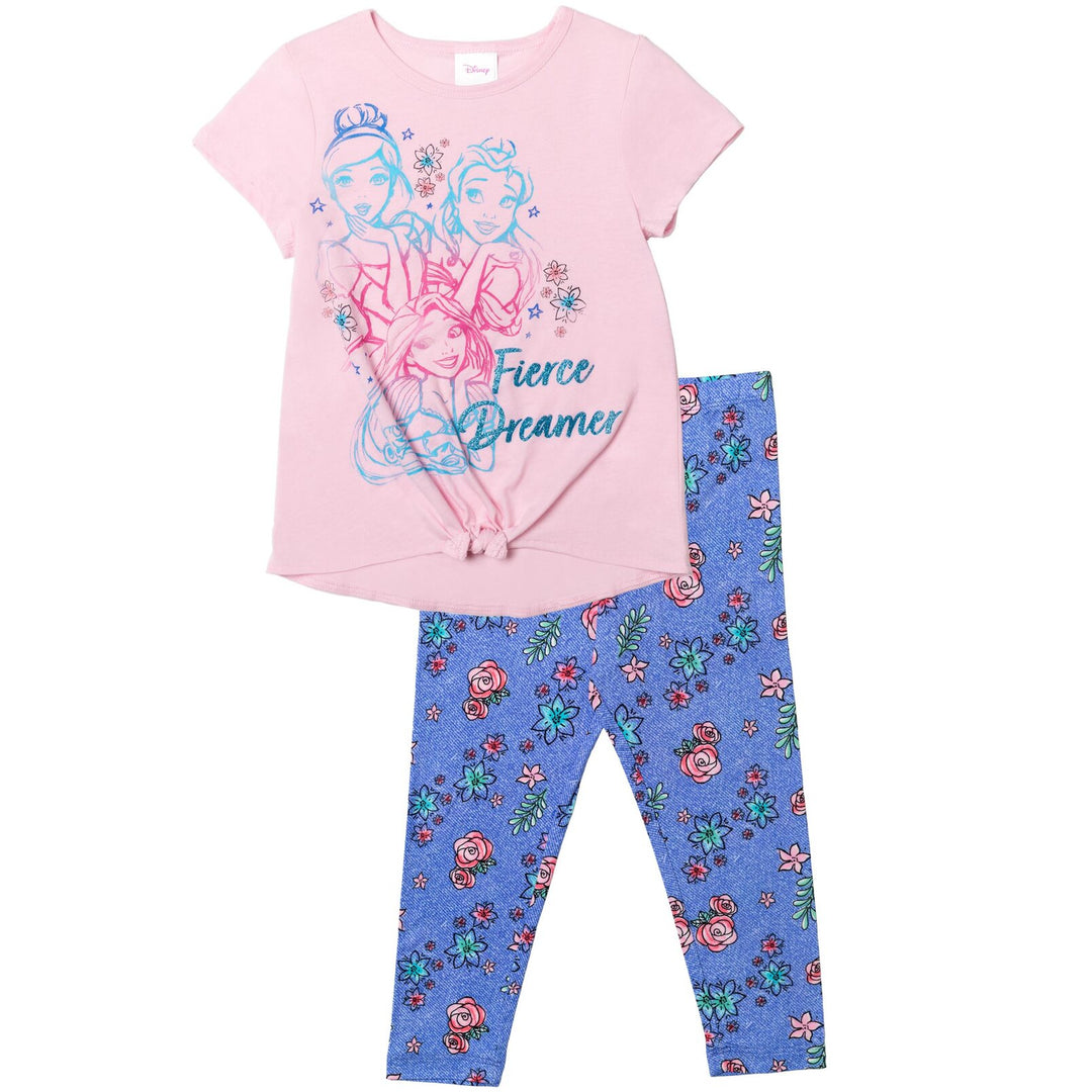 Princess 3 Piece Outfit Set: T-Shirt Legging Shorts