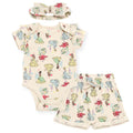 Disney Princess Ribbed Bodysuit, Shorts and Headband 3 Piece Outfit Set
