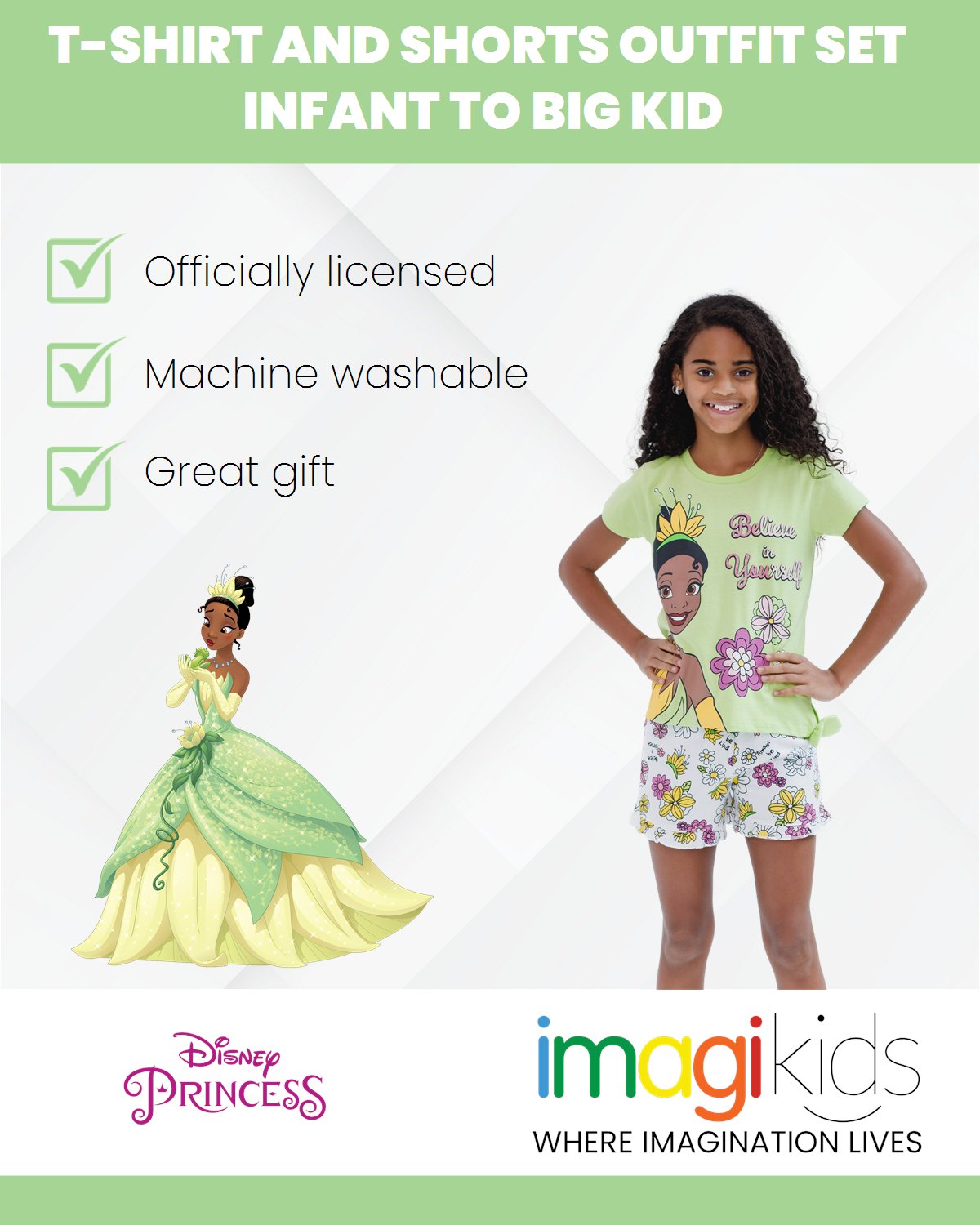 Disney Princess T-Shirt and French Terry Shorts Outfit Set - imagikids