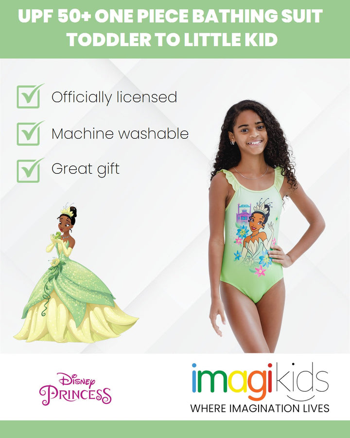 Disney Princess Tiana UPF 50+ One Piece Bathing Suit - imagikids