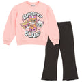 Disney Super Kitties Girls Fleece Pullover Sweatshirt and Ribbed Flare Leggings Outfit Set Toddler to Little Kid